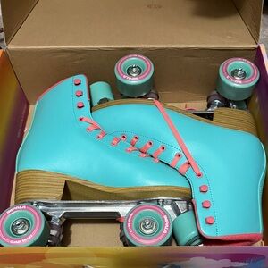 Blue and Pink Impala Roller Skates